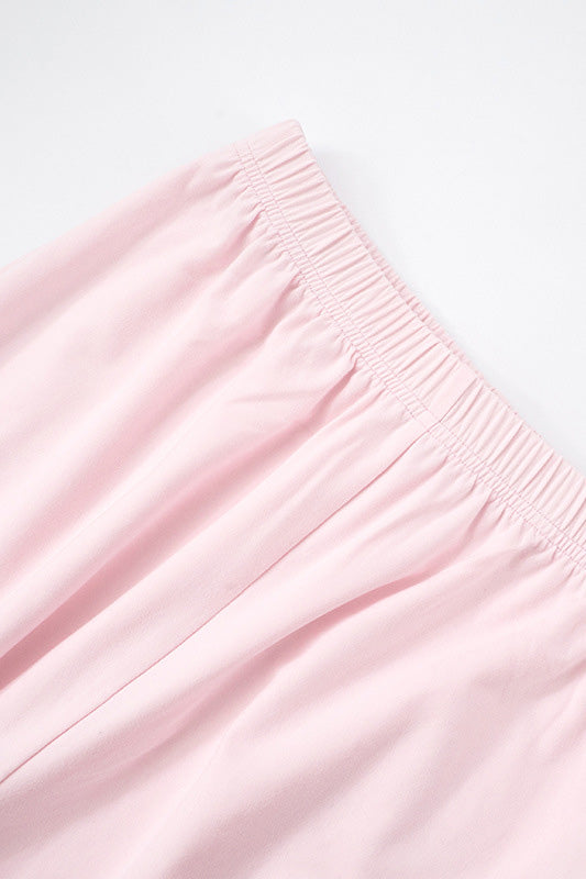 Casual Solid Round-Neck Short Sleeve Set Lavish Daily