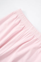 Casual Solid Round-Neck Short Sleeve Set Lavish Daily
