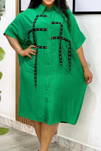 Loose Short-Sleeve Shirt Dress Lavish Daily