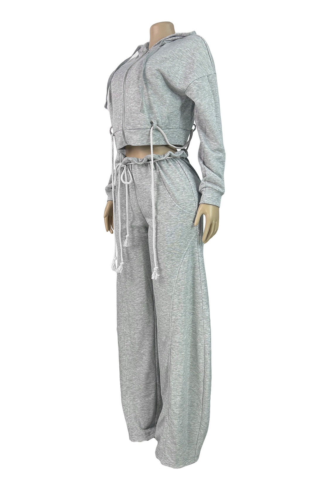 Drawstring Hoodie & Wide Leg Pants Set LavishDaily