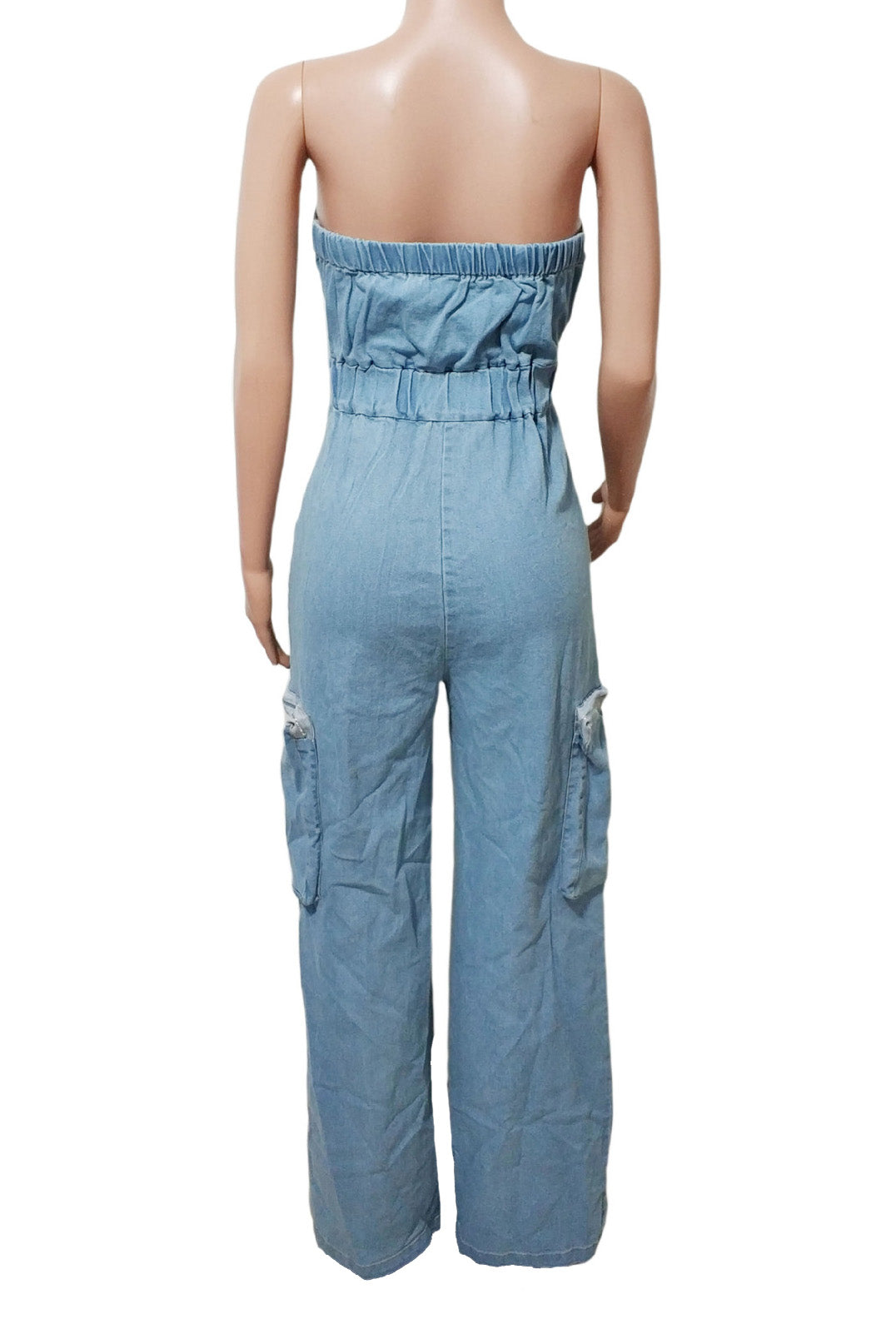 Slim Fit Strapless Denim Jumpsuit Lavish Daily
