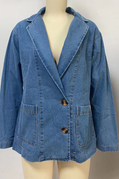 Long Sleeve Denim Jacket Lavish Daily