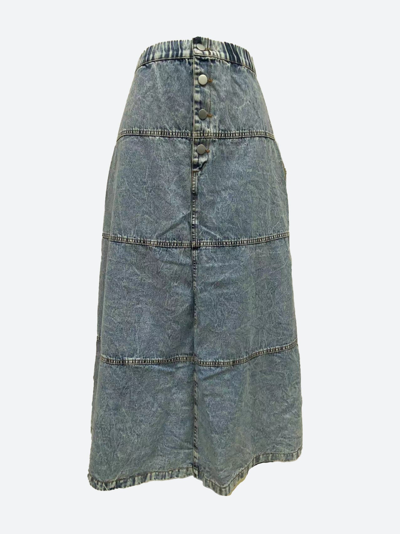 Bohemian A Line Stitching Denim Skirt Lavish Daily