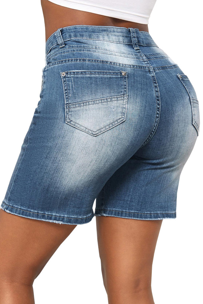 High Waist Ripped Denim Shorts Lavish Daily