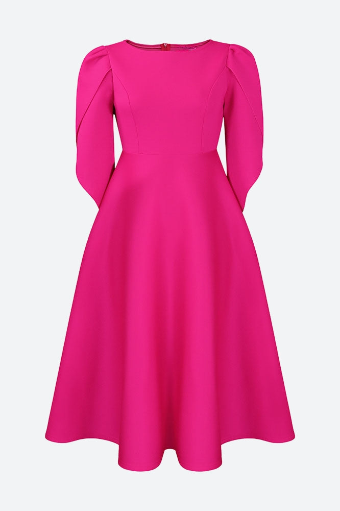 Elegant 3/4 Petal Sleeve Long Midi Dress Lavish Daily