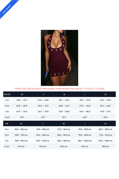 Eyelet Halter Backless Mini Dress Lavish Daily