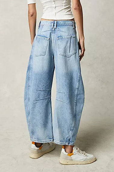 Mid Rise Barrel Jeans Lavish Daily
