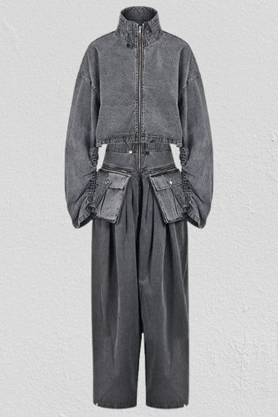 Vintage Washed Denim Two Piece Set Lavish Daily