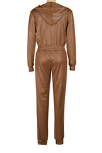 Hooded Faux-Leather Jacket & Jogger Set Lavish Daily