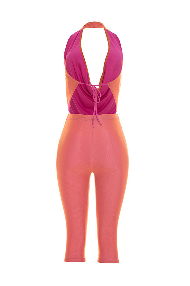 Plunging Halter Capri Set Lavish Daily