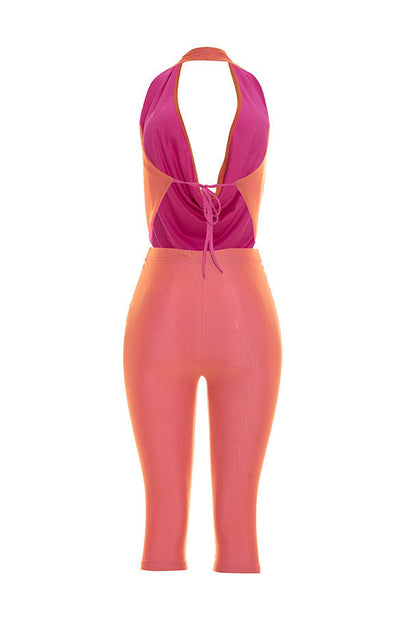 Plunging Halter Capri Set Lavish Daily