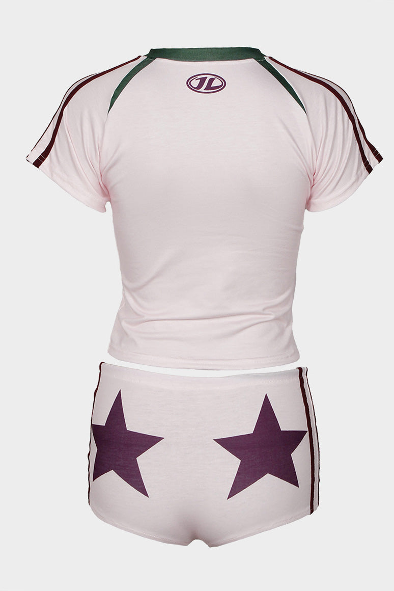 Letter Print Crop Top & Shorts 2 Piece Set Lavish Daily