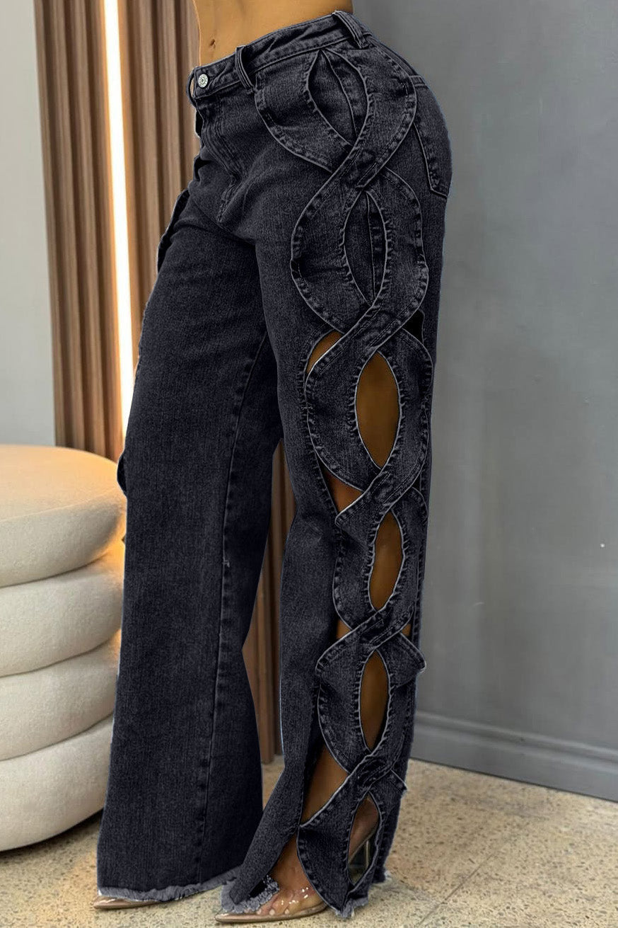 High-Waist Cut-out Jeans Lavish Daily