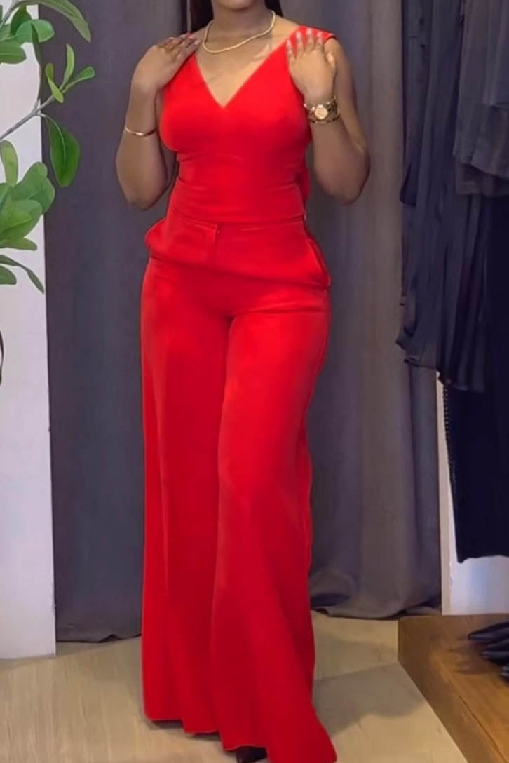 Backless Bow Decor V Neck Sleeveless Sets Lavish Daily