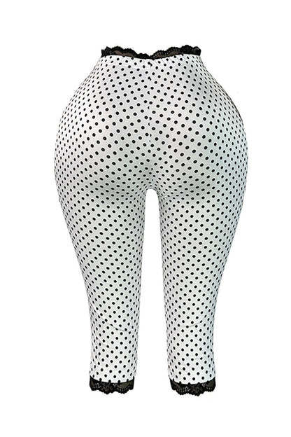 Polka Dot Lace Trim Capri Leggings Lavish Daily