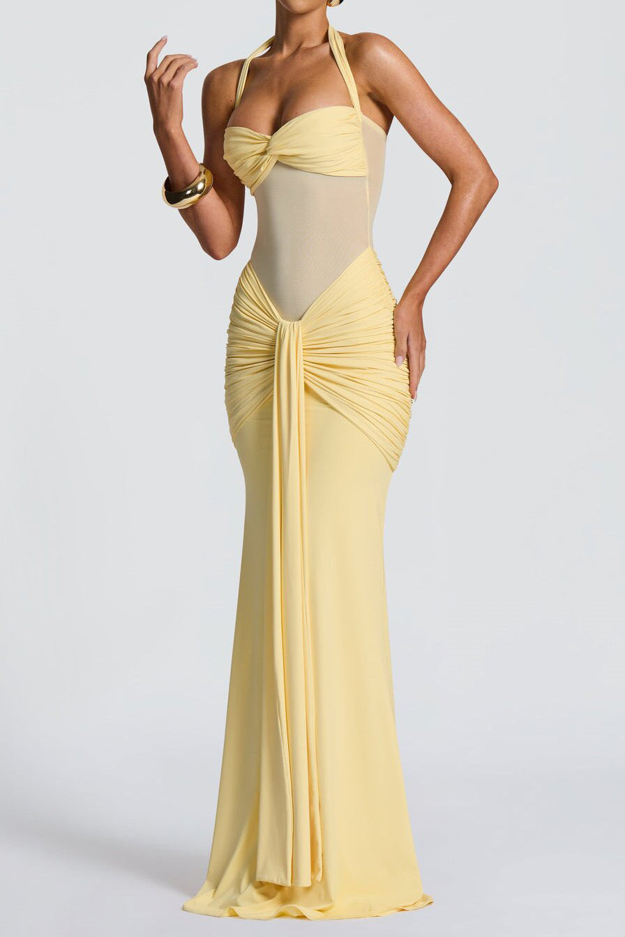 Mesh Mermaid Tie-Back Bodycon Maxi Dress Lavish Daily