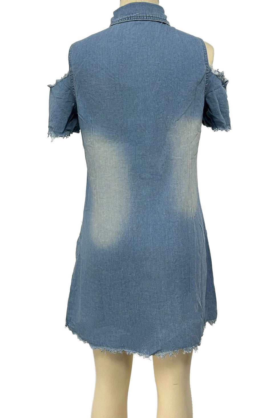 Cold Shoulder Zip Front Denim Mini Dress Lavish Daily
