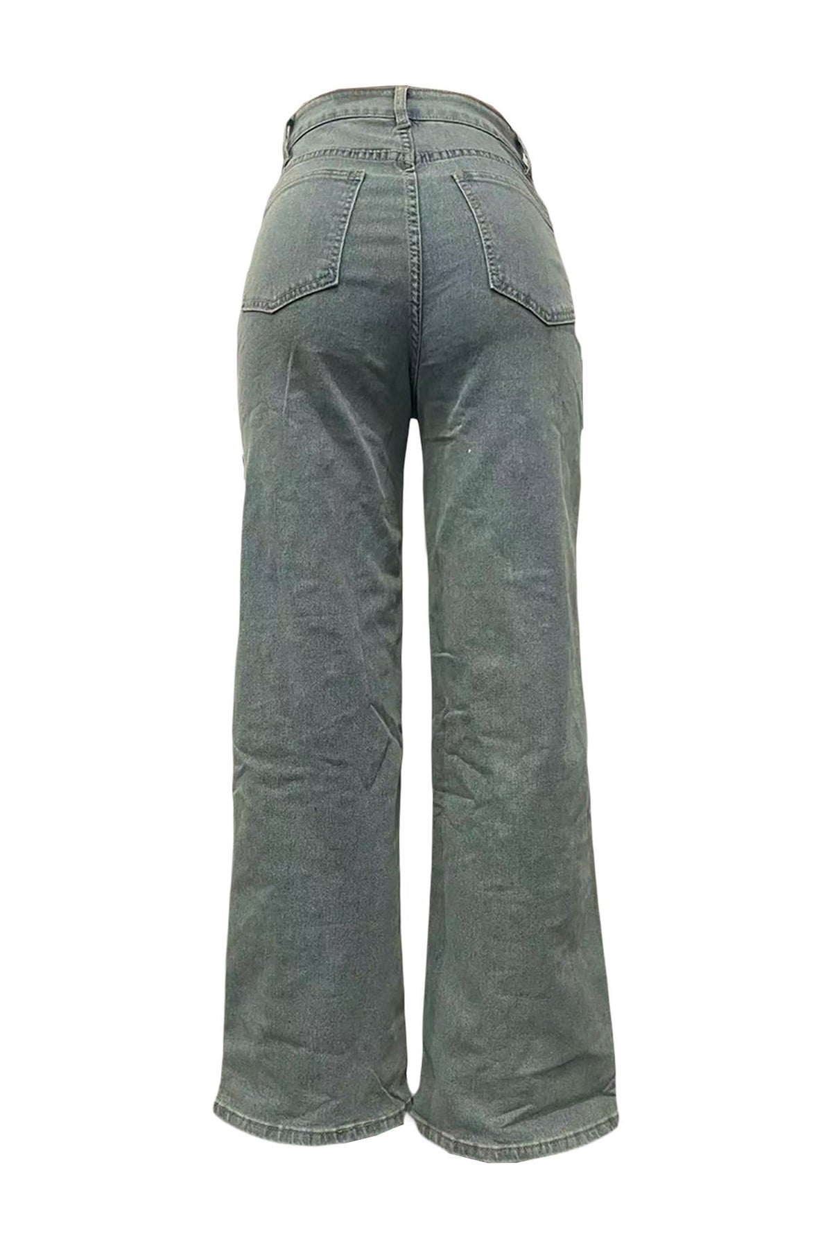 Pearl & Rhinestone Embellished Wide Leg Jeans LavishDaily