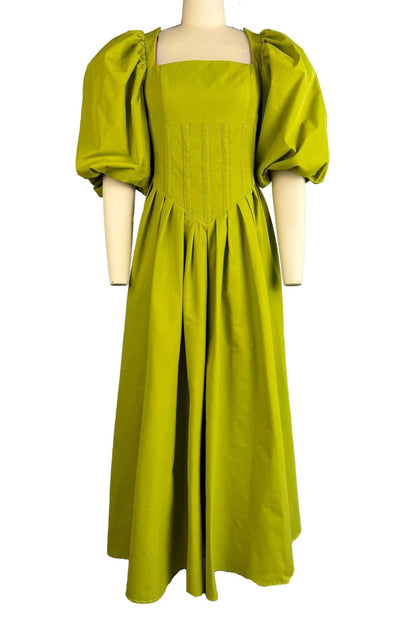 Puff Sleeve Corset Midi Dress Lavish Daily