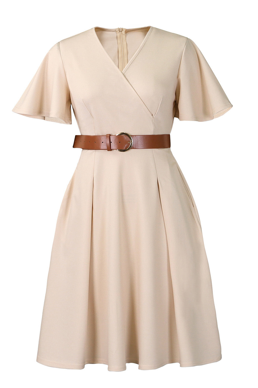 V-Neck Flare Sleeve Casual A-Line Dress Lavish Daily