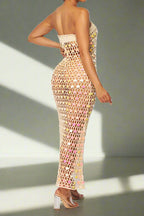 Knitting Strapless Sequin Beach Dress Lavish Daily
