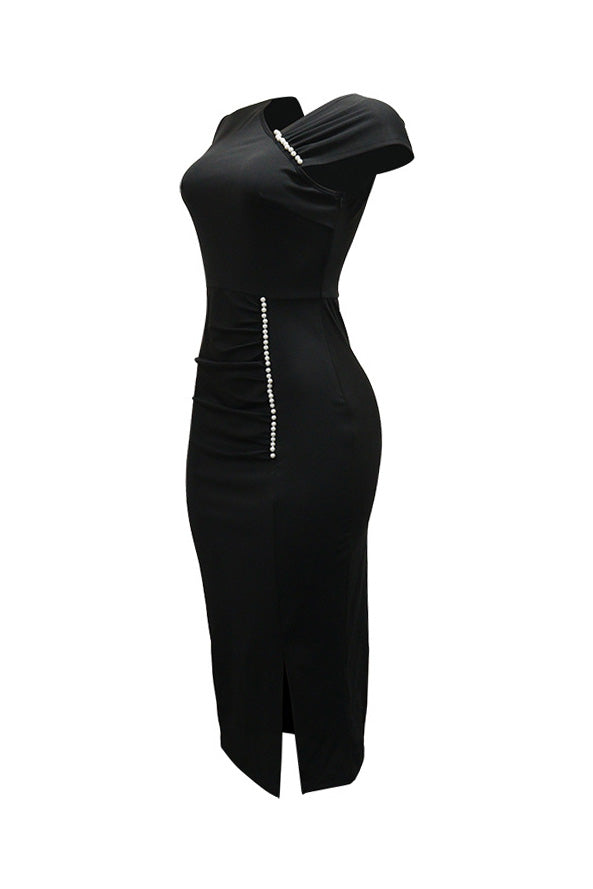 Bubble Sleeve Casual Split Hem Dress Lavish Daily