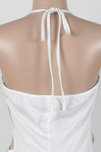 Elegant Ring Cutout Halter Tie Jumpsuit Lavish Daily