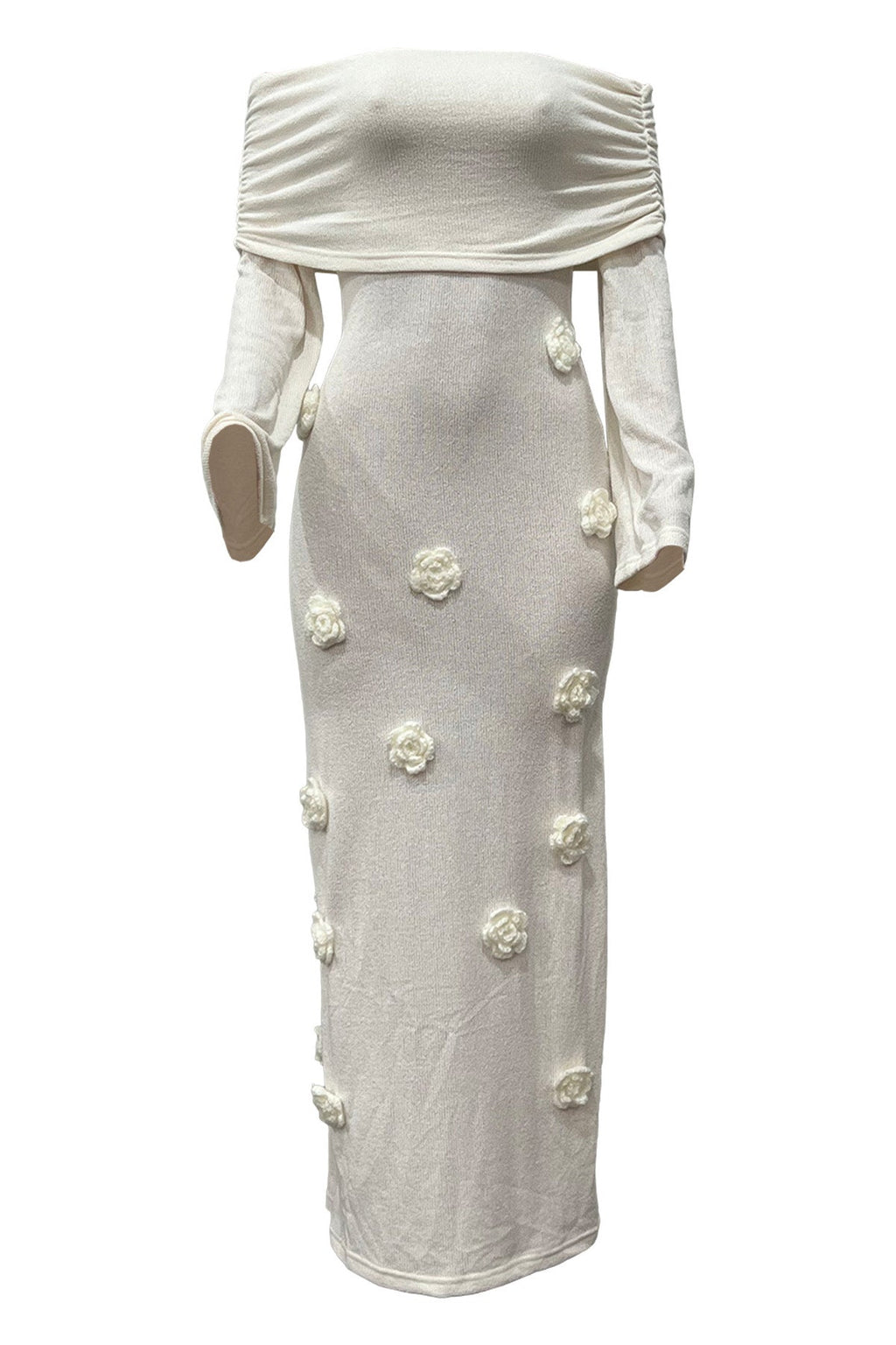 Off Shoulder Knit Maxi Dress Lavish Daily