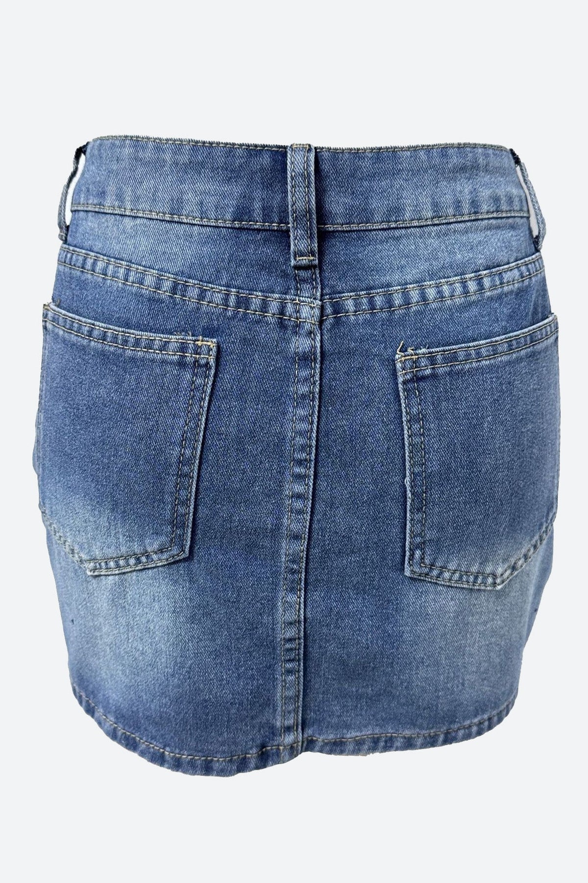 Washed Elastic High Waist Shorts Denim Skirts Lavish Daily