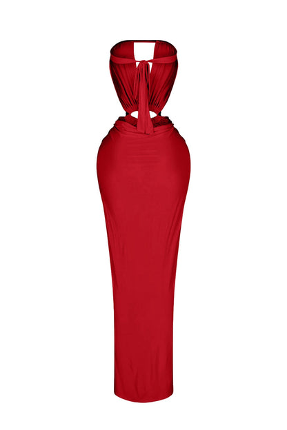 Cutout Ruched High Slit Maxi Dress Lavish Daily