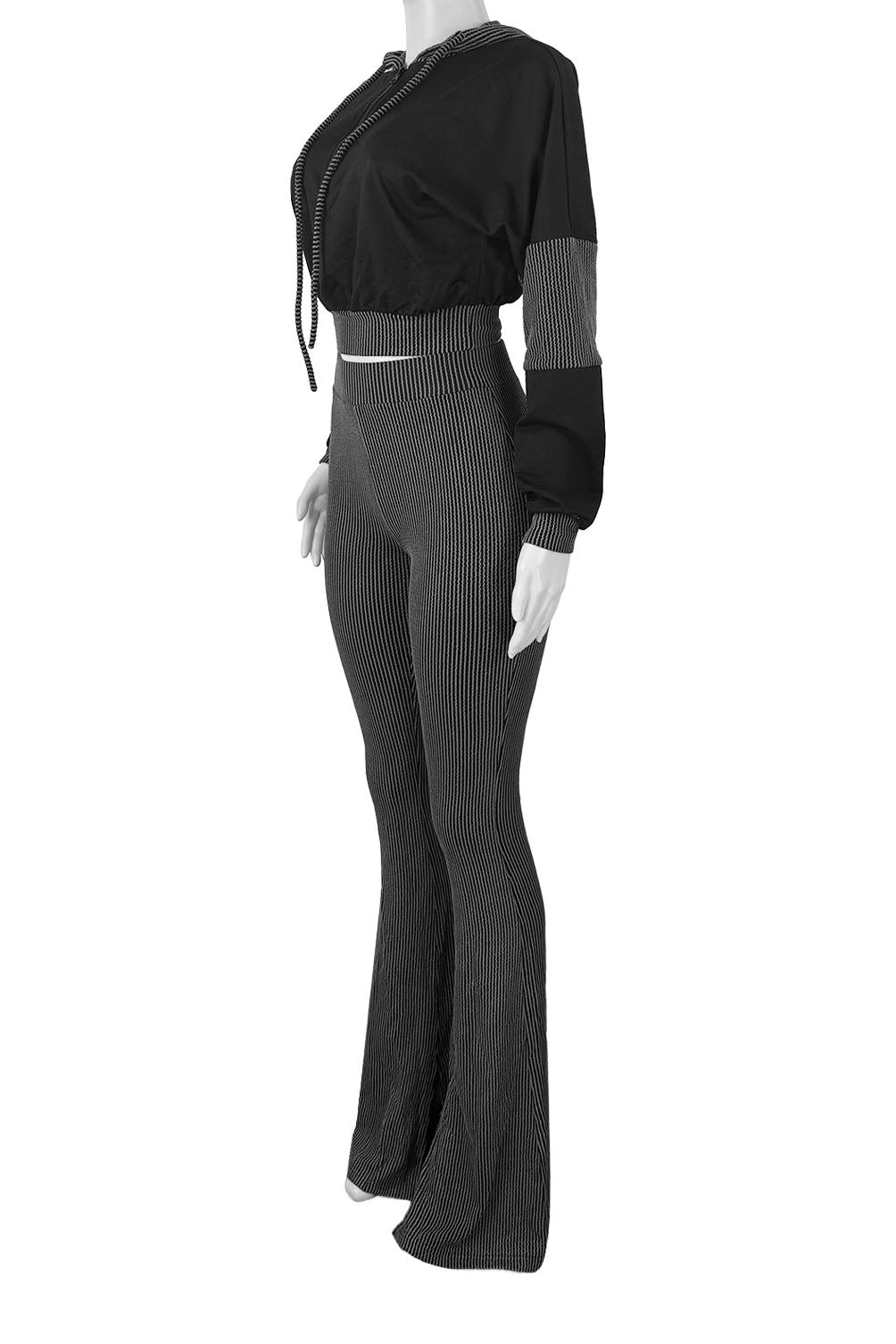 Textured Hooded Top & Flared Pants Set Lavish Daily