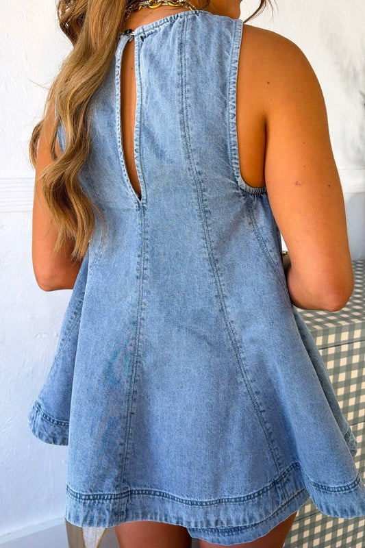 2-Piece Denim Babydoll Shorts Set LavishDaily