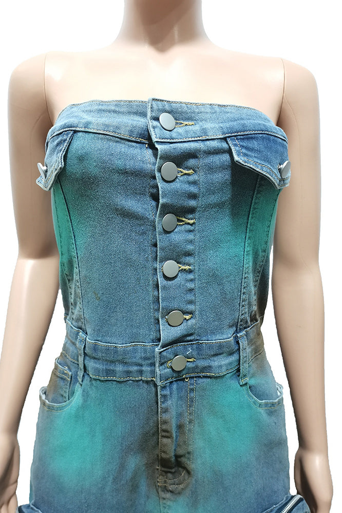 Denim Cargo Dress Lavish Daily