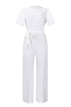 Lace Hollow Out Tie Waist Wide Leg Jumpsuit Lavish Daily