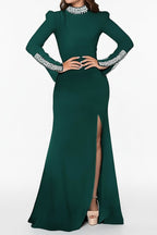 Long Sleeve Rhinestone Turtleneck Maxi Dress Lavish Daily