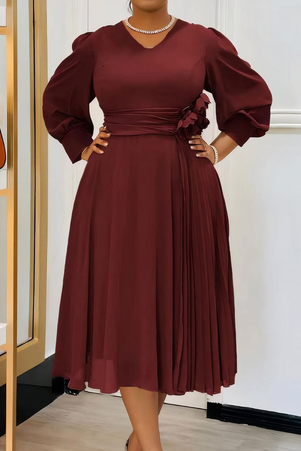 Solid Color A-Line Dress Lavish Daily