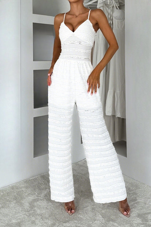 Sleeveless Wide Leg Spaghetti Strap Jumpsuit Lavish Daily