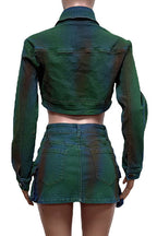 Cropped Denim Jacket and Cargo Skirt Set Lavish Daily