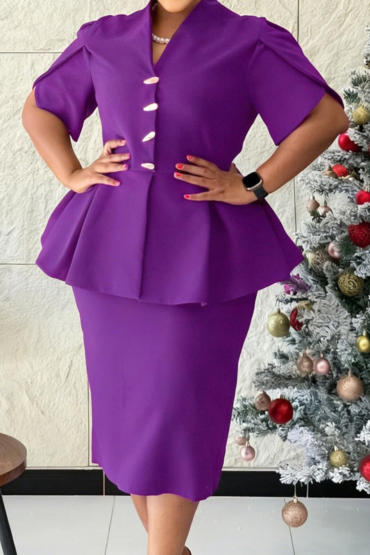 Elegant Peplum Top & Pencil Skirt Set Lavish Daily