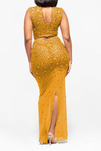Sheer Rhinestone Mesh Maxi Skirt Set Lavish Daily