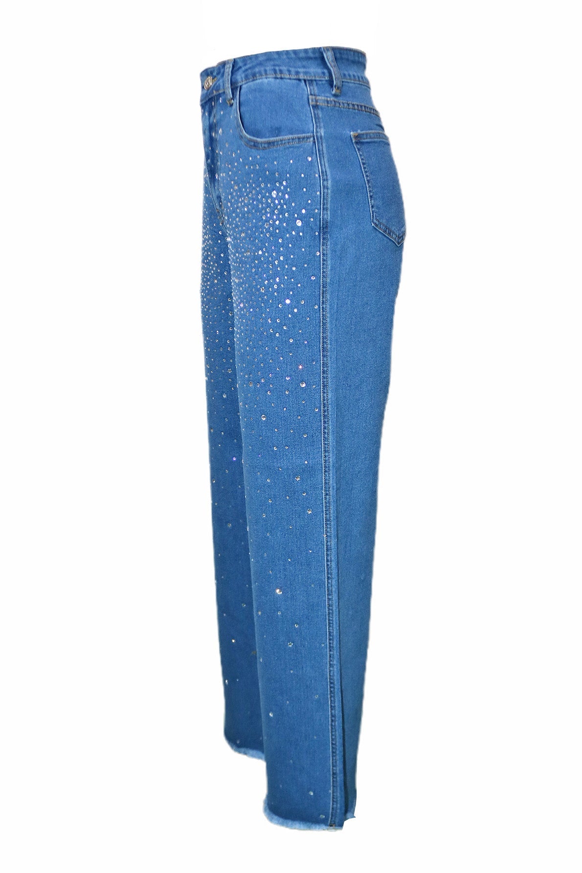 Blue Rhinestones Jeans Lavish Daily