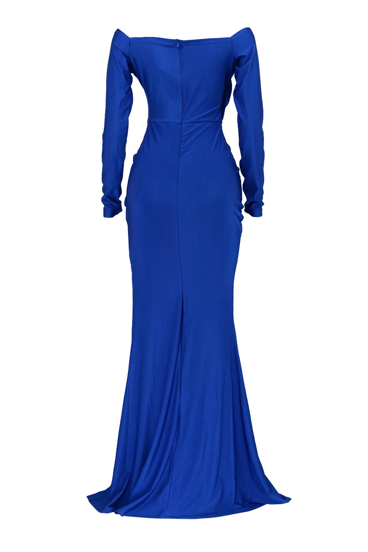 Off-Shoulder Long Sleeve Sweep Train Dress LavishDaily