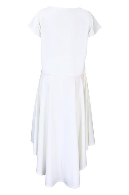 Solid Top & A-Line Midi Skirt Lavish Daily