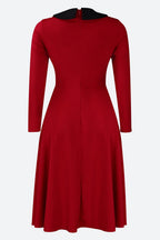 Solid Color Long Sleeve Lapel Elegant Dress Lavish Daily