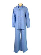 Beaded Collared Shirt & High-Waist Pants Set Lavish Daily