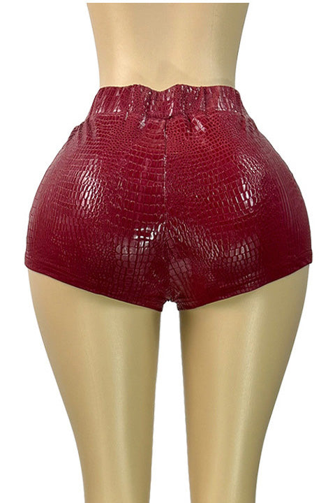 Stretch Faux Leather Bodycon Shorts Lavish Daily