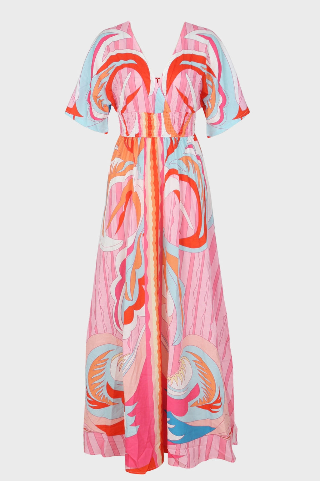 Printed Kimono Sleeve Maxi Dresses Lavish Daily
