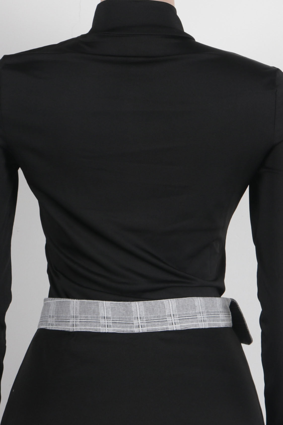 Mock-Neck Tee & Plaid Combo Skirt Set Lavish Daily