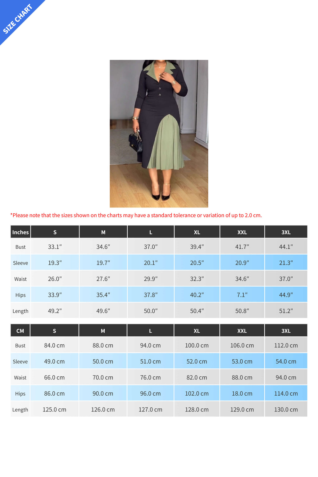 Collared Waist-Drawn Colorblock Pleated Dress Lavish Daily