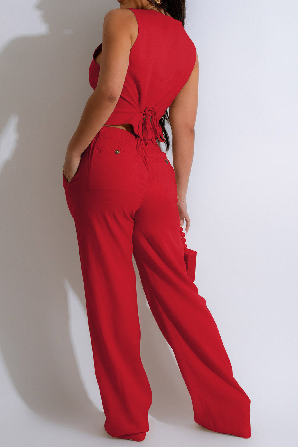 Linen Sleeveless Suit Set for Work Office Lavish Daily